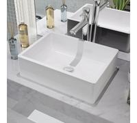 Wash Basin Ceramic White 41x30x12 cm Above Counter Rectangular Sink Modern Gloss