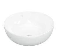 Wash Basin Countertop Sink Cloakroom White Ceramic Round vidaXL
