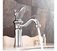 Wash-Basin Faucet Black/Silver Brass Fashion Bathroom Large Bend Mouth Type Single Handle Faucet Sink Cold Hot Water Mixer Taps(Silver)