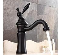 Wash-Basin Faucet Black/Silver Brass Fashion Bathroom Large Bend Mouth Type Single Handle Faucet Sink Cold Hot Water Mixer Taps(Nero)