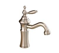 Wash-Basin Faucet Black/Silver Brass Fashion Bathroom Large Bend Mouth Type Single Handle Sink Cold Hot Water Mixer Taps(Brushed,with Hose Size 1-2)