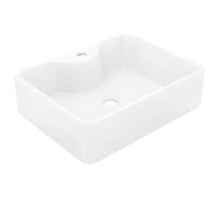 vidaXL Ceramic Bathroom Sink Basin with Faucet Hole Black Square Counter Top