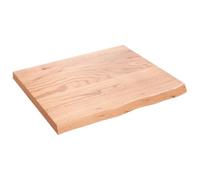 Wash Basin Top Light Brown Solid Oak 60 x 50 x (2-4) cm with Natural Edge, Scratch-Resistant and Waterproof for Bathroom, Kitchen, DIY, Workshop, Desk and Cooking Island