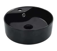 vidaXL Wash Basin with Overflow 36x13cm Ceramic Black Bathroom Wash Bowl Sink