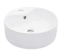 Wash Basin with Overflow 36x13cm Ceramic Wash Bowl Sink Black/White vidaXL