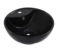 Wash Basin with Overflow 46.5x18cm Ceramic Bowl Sink Unit Black/White vidaXL