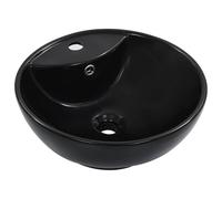 Wash Basin with Overflow 46.5x18cm Ceramic Bowl Sink Unit Black/White vidaXL