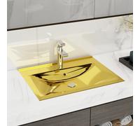 Wash Basin with Overflow 60x46x16 cm Ceramic Gold Berkfield Home Gold One Size