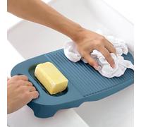 Wash Board, Washboard for Hand Washing Clothes, Plastics Laundry Scrub Board Household With Holder Portable (A-Navy blue)