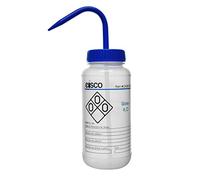 Wash Bottle for Water, 500ml - Labeled with Color Coded Chemical & Safety Information (2 Color) - Wide Mouth, Self Venting, Polypropylene - Performance Plastics by Eisco Labs