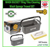 Vorel Professional Tile Wash Set 10 litres 4 Pieces with Wheel Attachment, Washboard, Bucket and Grid, Sturdy Design, 23 x 42 x 19 cm