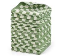 Wash Cloths Super Soft (Green Checkered), Wash Clothes 12 Pack Cotton Face Cloths for Washing Face Showering 13x13 Inches, Chrsitmas Gifts