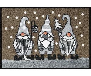 Wash+Dry Doormat Winter Dwarfs Taupe 40 x 60 cm Washable Indoor and Outdoor Use