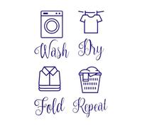 Wash Dry Fold Repeat Laundry Washing Machine Wall Decals Paster Paper 32x46.5cm Personalized Customization DarkBlue