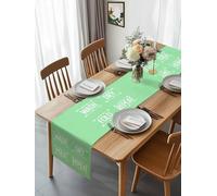 Wash Dry Fold Repeat Words Table Runner 108 Inches Long, Green Background Arrows Love Washable Table Runners Heat-Insulation Kitchen Dining Table Decorations for Home Party Decor 13x108in