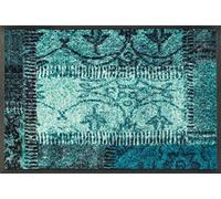 Wash + Dry Vintage Patches Turquoise Doormat, Acrylic, Green, 40 x 60 x 0.7 cm