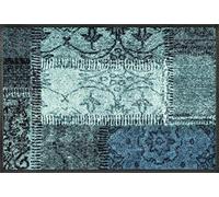 Wash + Dry Vintage Patches Turquoise Doormat, Acrylic, Green, 50 x 75 x 0.7 cm