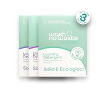 Wash No Waste - PACK 3. Laundry Detergent Strips (192 washes). Hypoallergenic and Biodegradable. Softening Effect. Powerful Cleaning. Vegan and Cruelty-Free. Plastic-Free (Mix)