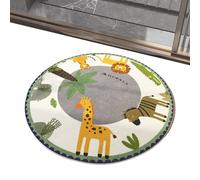 Wash Rug for Playroom - Children's Rugs for Playroom | Reversible Cotton Chindi Rugs | Round Area Rug | Round Non-Slip Animal Design Waterproof Mat Decoration 3.28
