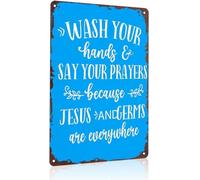 Wash Your Hands and Say Prayers Funny Wall-Art Sign 8 X 12 in