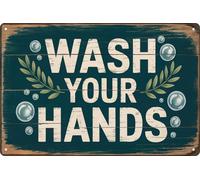 Wash Your Hands Bathroom Funny Retro Metal Tin Signs Wall Decor 12x8 in