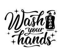 Wash Your Hands Bathroom Wall Sticker Sink Vinyl Waterproof Decal Door Room Transfer Sticky Mural Decoration Sign Removable Tile Kitchen Decor Shower Artwork Stencil Mirror Wallpaper Adhesive Quote