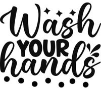 Wash Your Hands Sticker 20.5cm x 18cm (8.1" x 7.1") - Waterproof Decal - Toilet Bathroom Décor, Mirror Sign, Potty Training Aid, Wall Art (1 Pack, Large)