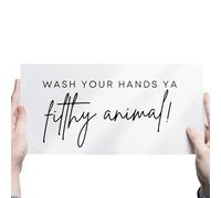Wash Your Hands Ya Filthy Animal Mirror Sticker - Funny Quirky Bathroom Decor, Movie Quote, Vinyl Decal for Hygiene Humour, Unique Gift Idea