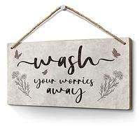 Wash Your Worries Away Sign 6x12 Inch