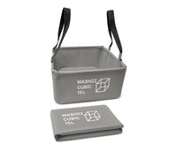 WASH22 Cubic 15L Light Grey Sink Basin Bucket Folding Box Bag Collapsible Camping Washing Tidy for Tents Motorhomes Campervans Tentbox Portable Waterproof