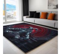 Washable 140 x 200 cm Gothic Monster Demon King Black Rugs for Bedroom, Non Slip Rug for Bathroom, Soft Low Pile Carpet for Kid Playroom Living Room Entryway Dorm Indoor Home Decor