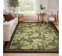 Washable 200x300 Green Rug Classic Oak Leaf Fall Decor Living Room Rugs