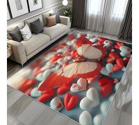 Washable 3D Butterfly Small Rugs for Bedroom, Entryway, Mats and Rugs, Red Heart Optical Illusion Bedroom Decor Area Rug, Non Slip Low Pile Soft Indoor Door Mat, 100 x 150 cm
