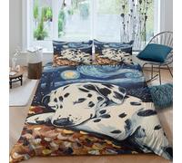 Washable 3D Print Microfiber Dalmatian dog Comforter Cover Breathable Bedding Sets with Pillowcases Starry Night style Quilt Cover All Season, Easy Care Soft for Teens Adults Super king（260x220cm）