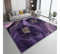 Washable 60x90 cm Area Rug for Living Room - Large Purple Rugs Abstract Agate Flower Printed Carpet with Non-Slip Rubber Backing for Bedroom, Dining Room, Offic