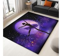 Washable 80 x 150 cm Ballet Minimalist Under The Moon Girl - Light Purple Area Rug Non Shedding for Bedroom Living Room Kitchen Entryways Office Dining Room Children Crawling Rectangle