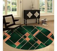 Washable 90 cm Round Area Rug, Modernism Soft Fluffy Circle Carpet Rug - Abstract Geometric Stripes Printed Short Pile Non Slip Floor Round Carpet for Entryway Living Room Bedroom