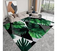Washable Abstract Art Living Room Area Rug 60 x 90 cm, Geometric Tropical Palm Leaves Soft Low Pile Carpet - Non-Slip Rug for Bedroom Kitchen Nursery Dorm Kids Room Bedside Carpet