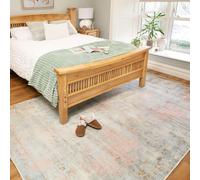 Washable Abstract Multi Durable Flat Weave Rugs Distressed Blue Tough Practical Living Room Home Rug 160cm x 230cm (5ft 3" x 7ft 7")