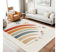 Washable Abstract Rainbow Rugs for Living Room, Branch Leaf Design Area Rug Bedroom Decor, Non Slip Low Pile Soft Floor Carpet, 160cm x 230cm