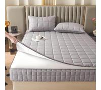 Washable Anti-dust 360°Total Mattress Encasement Cover Full Zipped,Customizable Six-sided Quilted Mattress Topper,Soft Full Encasement Fitted Sheet, Double/Single/King(Grey,160x200+30cm)