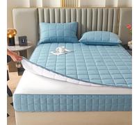 Washable Anti-dust 360°Total Mattress Encasement Cover Full Zipped,Customizable Six-sided Quilted Mattress Topper,Soft Full Encasement Fitted Sheet, Double/Single/King(Dust Blue,200x200+30cm)