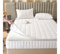 Washable Anti-dust 360°Total Mattress Encasement Cover Full Zipped,Customizable Six-sided Quilted Mattress Topper,Soft Full Encasement Fitted Sheet, Double/Single/King(White,200x200+30cm)