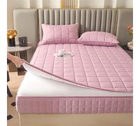Washable Anti-dust 360°Total Mattress Encasement Cover Full Zipped,Customizable Six-sided Quilted Mattress Topper,Soft Full Encasement Fitted Sheet, Double/Single/King(Pink,160x200+30cm)
