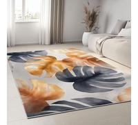 Washable Area Rug 100 x 160 cm Modern Luxury Soft Short Pile Carpet with NonSlip Backing Watercolor Monstera Leaves Design for Living Room Bedroom Office Dining and Playroom.