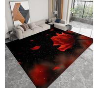 Washable Area Rug 120 x 170 cm for Nursery, Flowers Mystical Red Roses Non-Slip Bedroom Rug - Fantasy Art Low-pile Printed Carpet for Living room Dining Room Office Game Room Carpet