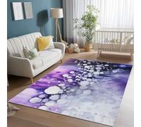 Washable Area Rug 120 x 170 cm, Soft Short Pile Non Shedding Living Room Purple White Area Rug Non-Slip Surrealism Bubbles Print Rugs, Carpet for Bedroom Kids Room Dining Room