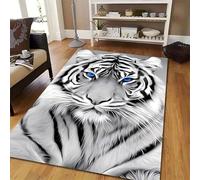 Washable Area Rug,160x230cm,3d High Definition Animal Print Black and White Tiger Print Rugs, Cool and Stylish Wild Animal Theme Indoor Rugs for Living Room Dining Room Sofa Dormitory Home Decor