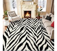 Washable Area Rug 50 x 80 cm for Living Room, Blackish Beige Modern Chic Animal Stripe Zebra Print Non Slip Area Rugs for Bedroom, Non Shedding Soft Carpet for Teens Boys Girls Rooms