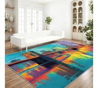 Washable Area Rug Black Non Shedding Easy Clean Carpet, Animal Fantasy Wolf Water Droplets Pattern Soft flannel Low Pile Rugs for Living Dining Bedroom Dining Room, 120 x 180 cm Shed Resistant Carpet